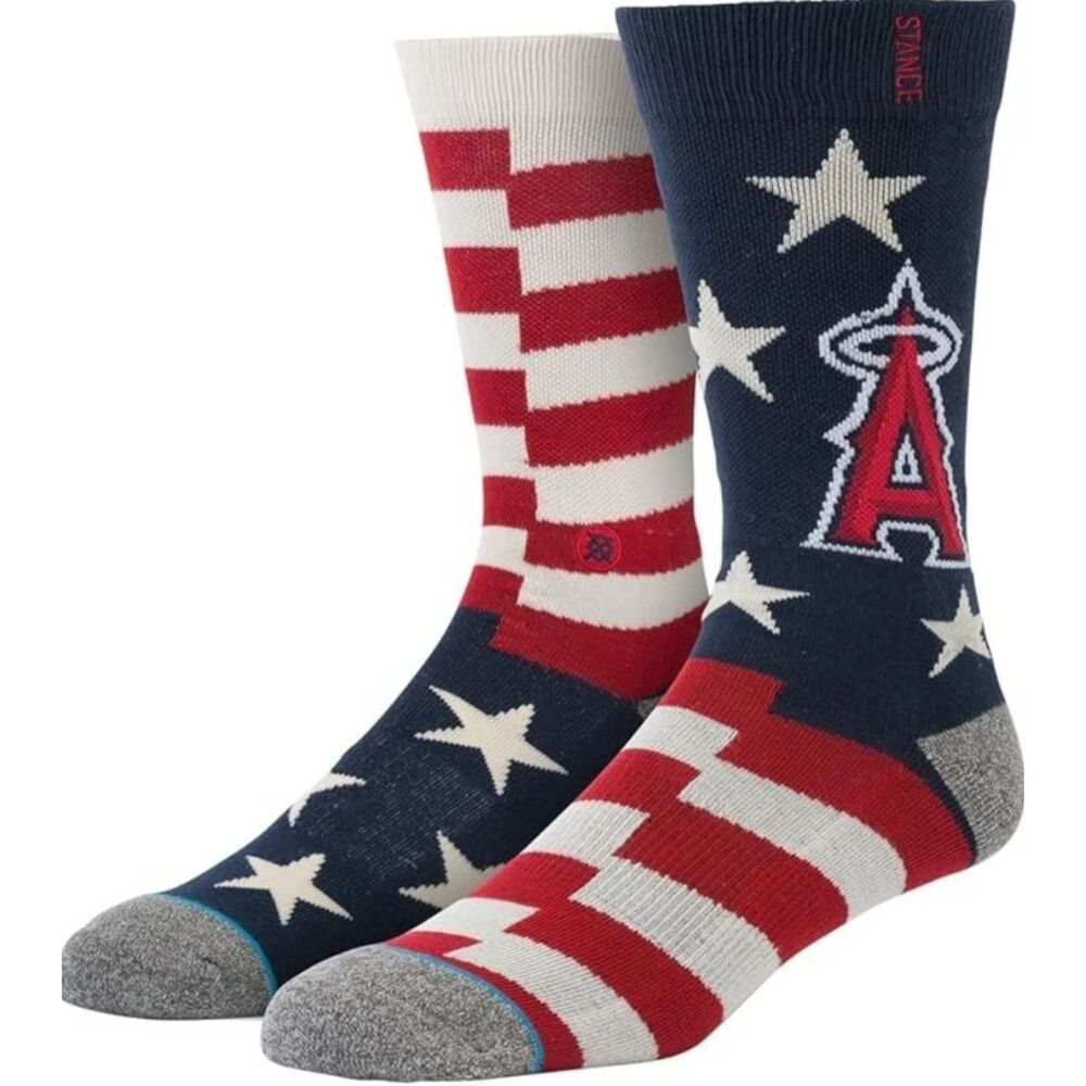 Stance Los Angeles Angels Brigade 2 Crew Socks Size Large (9-13) USA Flag Salute